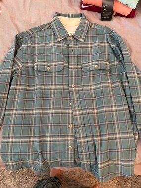 American Eagle Outfitters Teal Plaid Lightweight Shirt Jacket